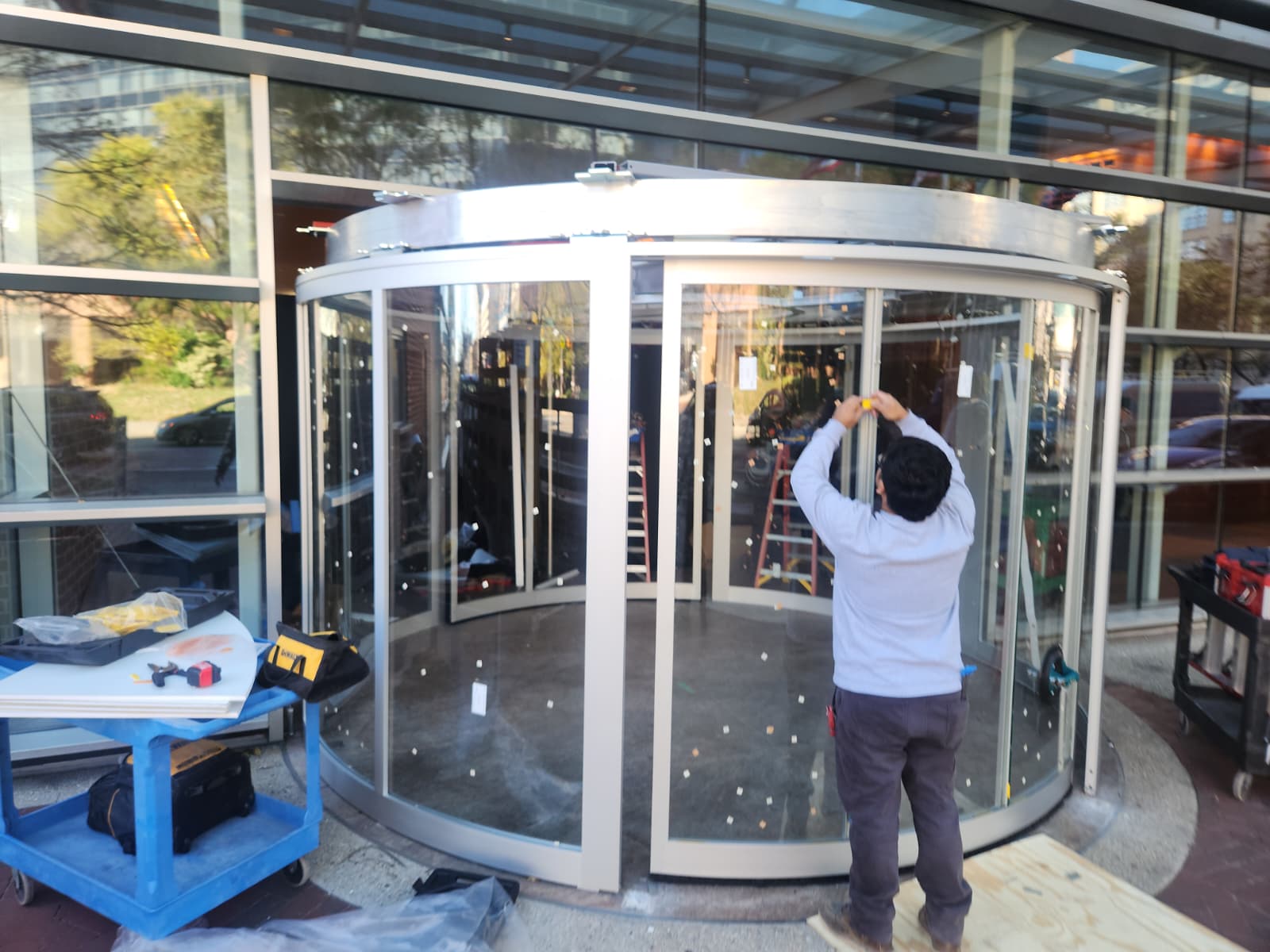 Commercial revolving door installation — World Wide Renovation LLC