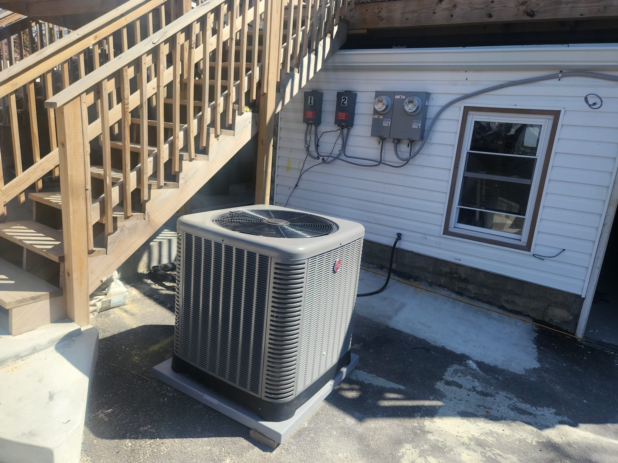 HVAC outdoor condenser unit installation